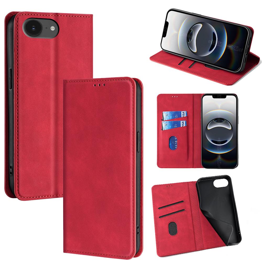

For iPhone 16e Card Holder Case PU Leather Magnetic Closing Phone Cover C