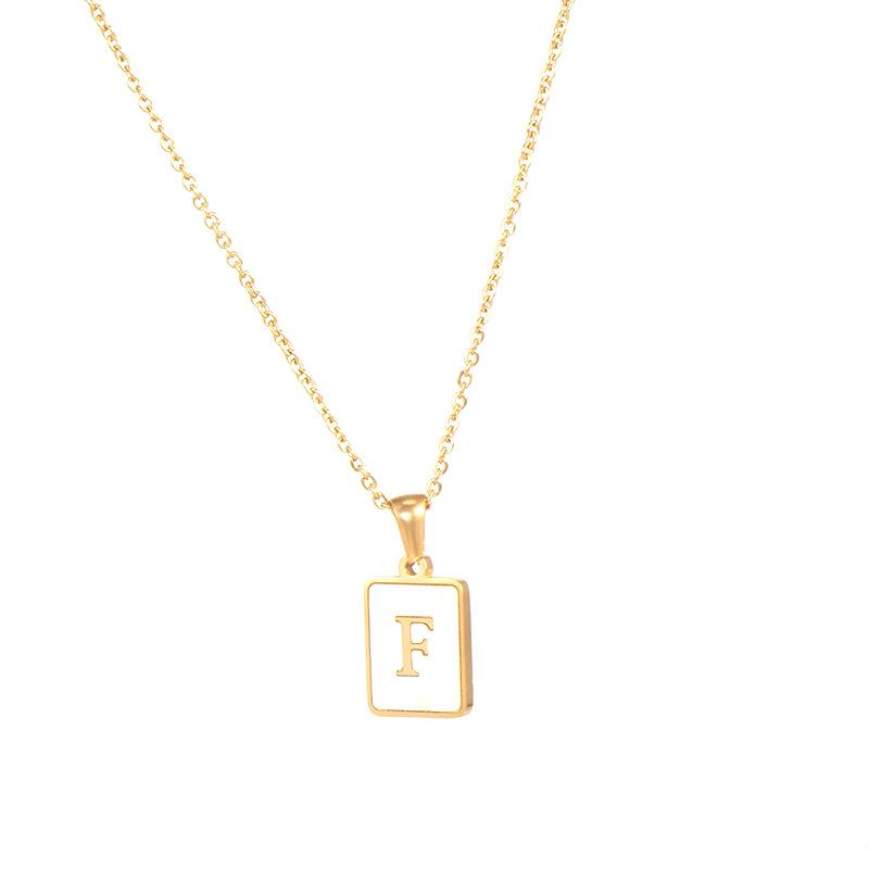 E.B.belle Minimalist Mother of Pearl Shell Stainless Steel Tarnish Free Initial Necklace Gold Plated Letter Necklace for Women