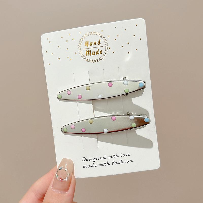 Zhao Lusi Polka Dot Metal Duckbill Hair Clip - Cute Women's Side Bangs Headdress Hairpin