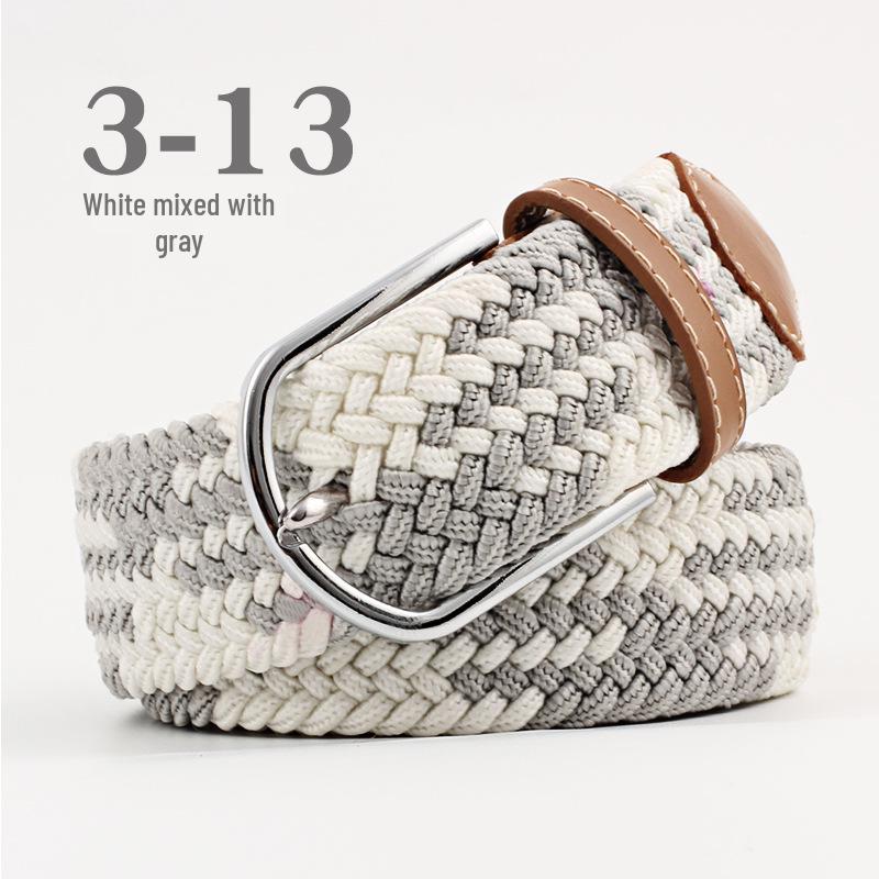 חגורת בד אלסטית יוניסקס עם אבזם פין - אבזם אריגה קז'ואל מתיחה עם הדגש עור