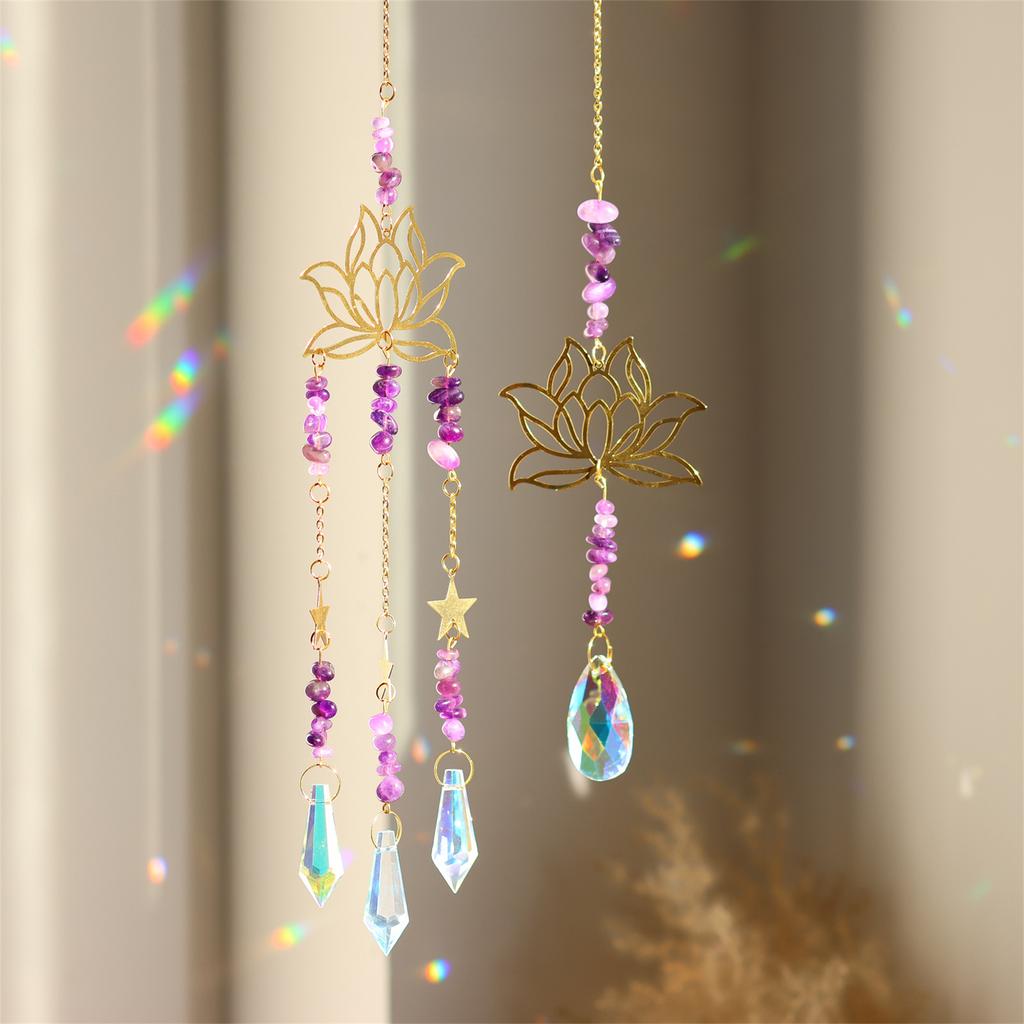 Crystal Sun Catcher Lotus Wall Hanging Rainbow Maker Suncatchers for Living Room Or Office Decoration