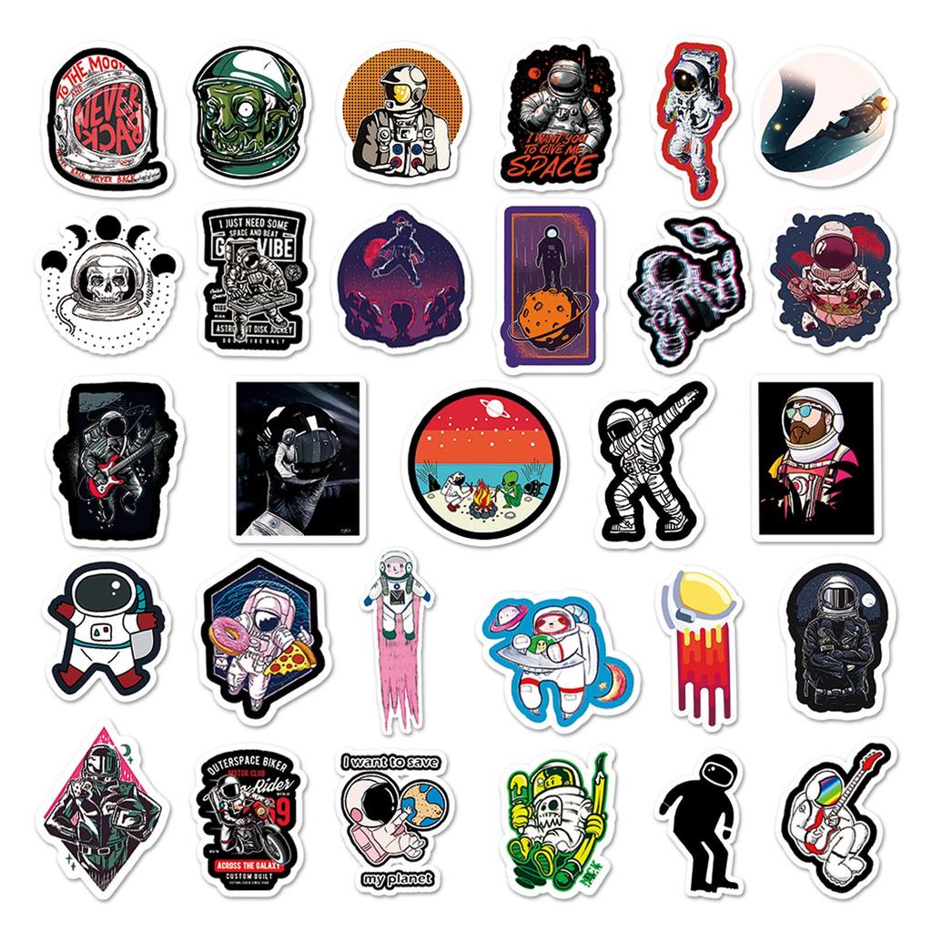 54 Waterproof Cartoon Astronaut Stickers for Laptops, Diaries, Cars, and More