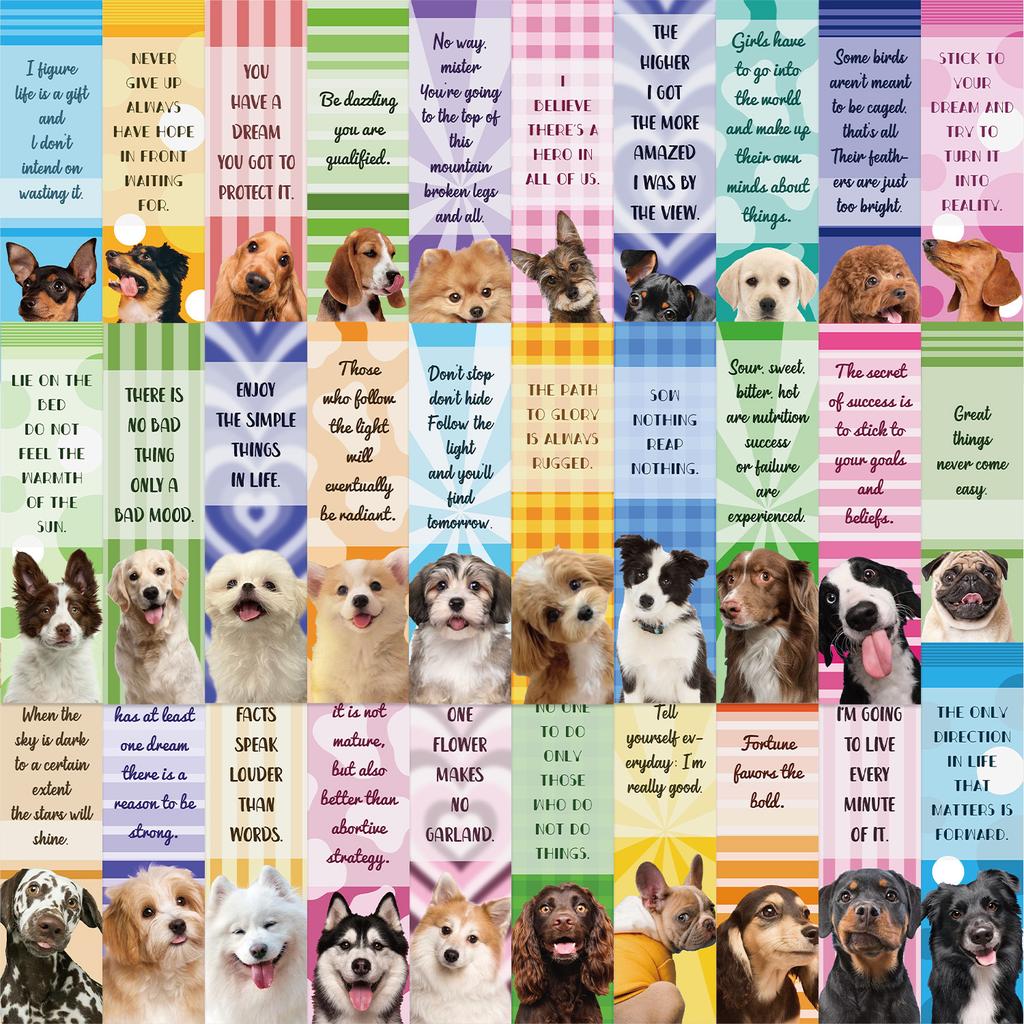30 Dog Inspirational Bookmark Series Simple Hand-dog Literary and Creative Materials Ins Reading Paper Bookmark DIY