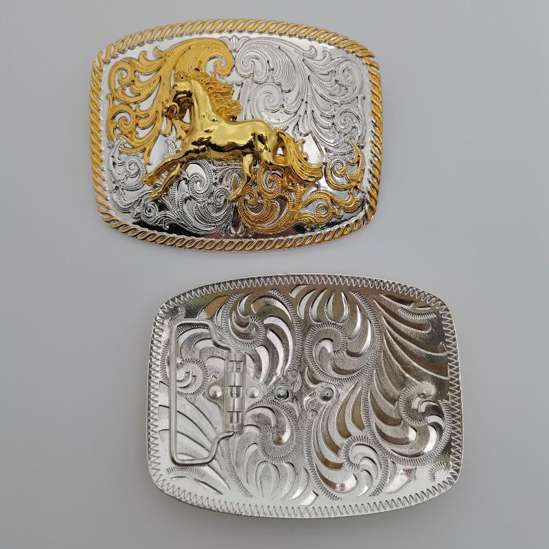 Zinc Alloy Western Cowboy Smooth Buckle Leisure Horse Belt Buckle Retro Tang Grass Flower Belt Buckle For Men And Women