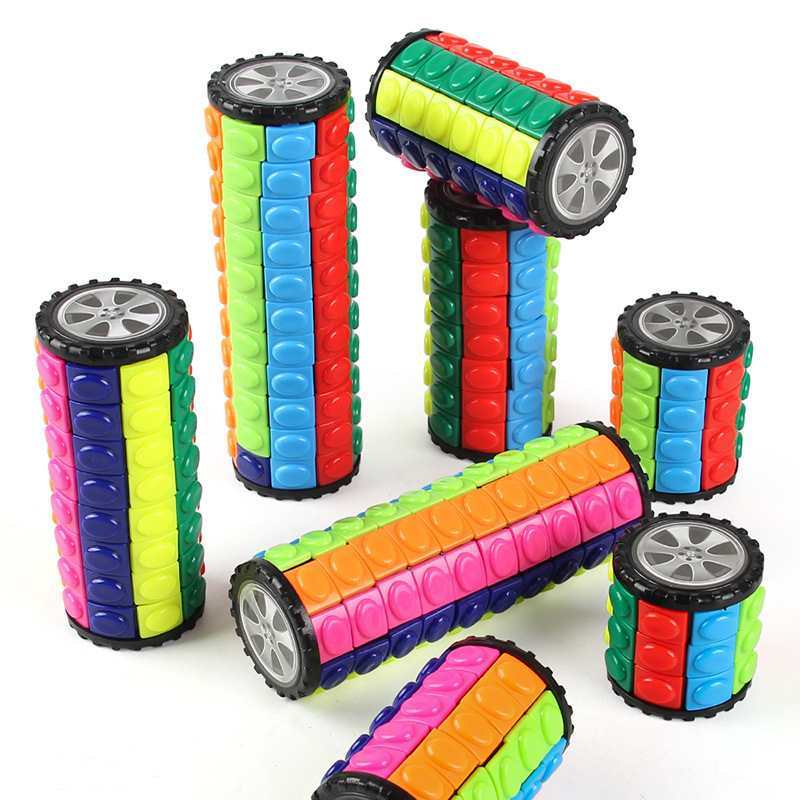 Creative Gifts Rotate and Slide Puzzle Cylinder Cube Brain Development Educational Sensory Toys for Kids Boys Girls Adults
