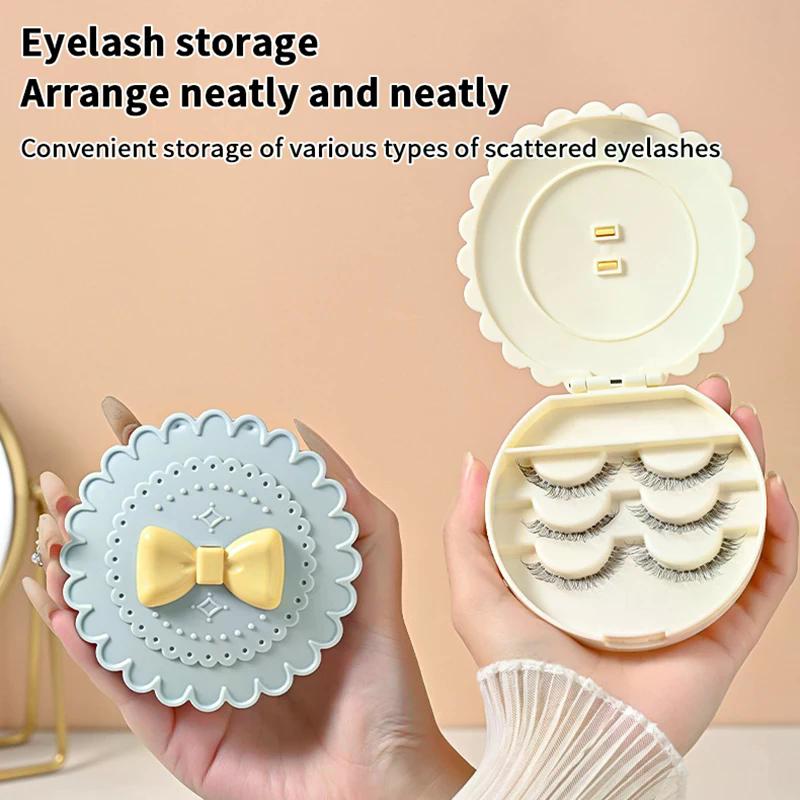 Mini Fashion Eco-Friendly False Eyelash Storage Box Flower Shape Abs Makeup Cosmetic Tool Portable Case Organizer