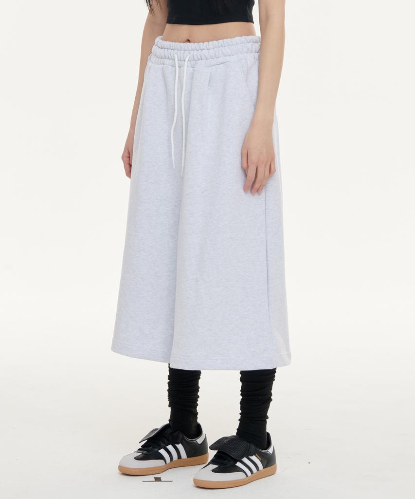 Row Lab Super Wide Baggy Fit Cropped Bermuda Shorts - Melange Grey