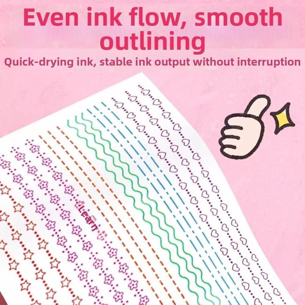 6Pcs/Set Flowers Line Shaped Colored Highlighter Pen Set Line Shaped Marker School Supplies