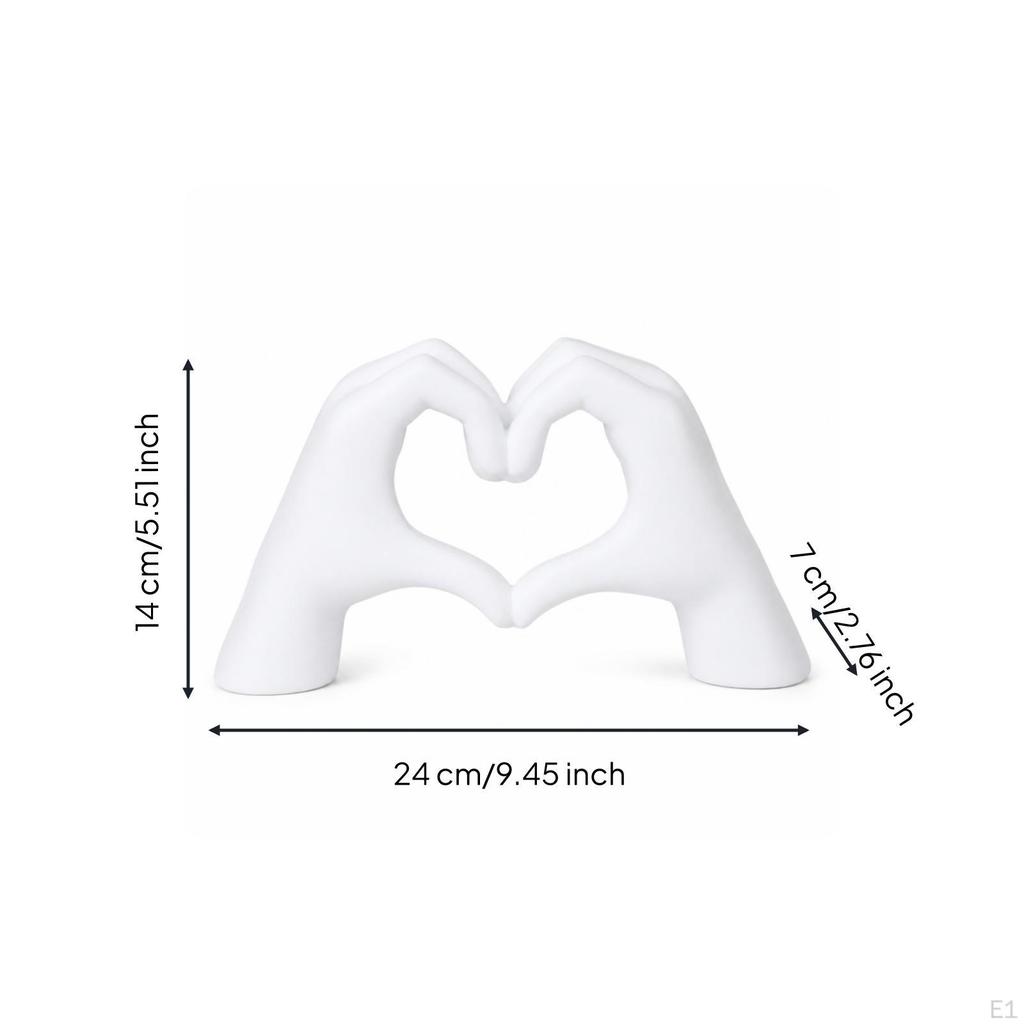 HeartShaped Jewelry Stand Painted Finish Resin Display Smooth Hand and Heart Sculpture