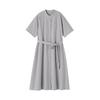 MUJI Cool Short Sleeve Shirt Gray Size XL Women's Dress, Stripe, BC2LJA5S, Women's