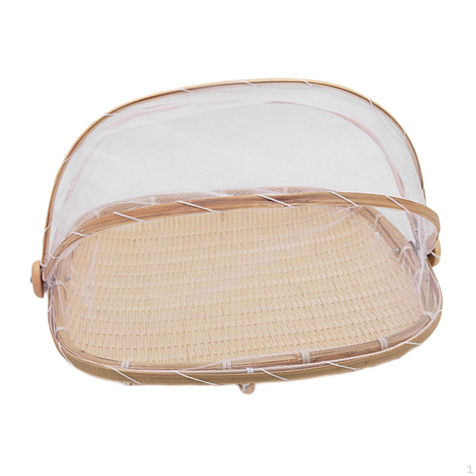 

Бамбуковая плетеная корзина, палатка для подачи еды на завтрак, сетчатый чехол для 35cmx37cmx16cm