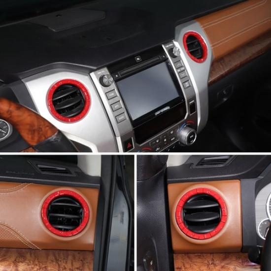 Mecha Red Dashboard Side Center Air Vent Ring Trim For Toyota Tundra 2014-