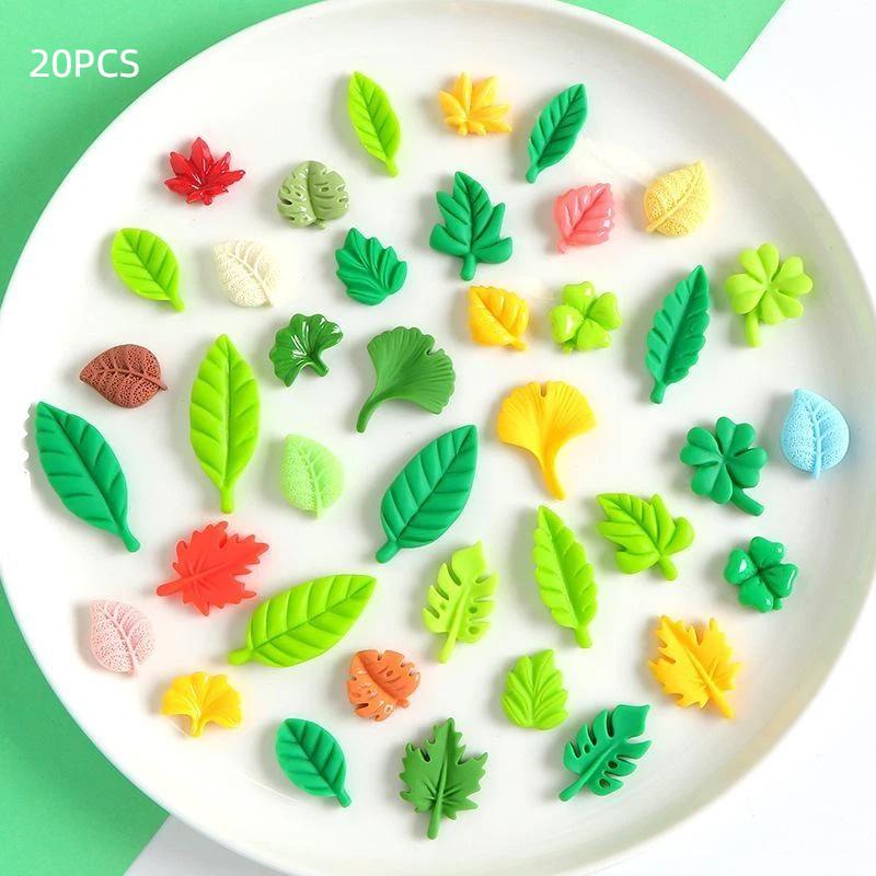 20Pcs Kawaii Cute Mixed Mini Leaves Flat Back Resin Cabochons For Scrapbooking Diy Jewelry Craft Decoration Accessories