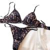 European and American French Satin Triangle Cup Bra and T-Pants Set - Sexy, Wireless, Comfortable