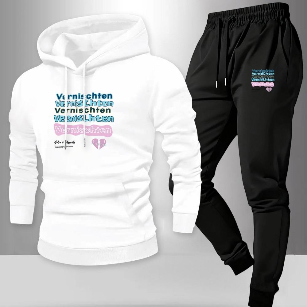 

New Fashion Boutique European Printed Men s Sportswear, Hooded Casual Jacket, Paired with Men s Pants, Suitable for Outdoor Sports XXL