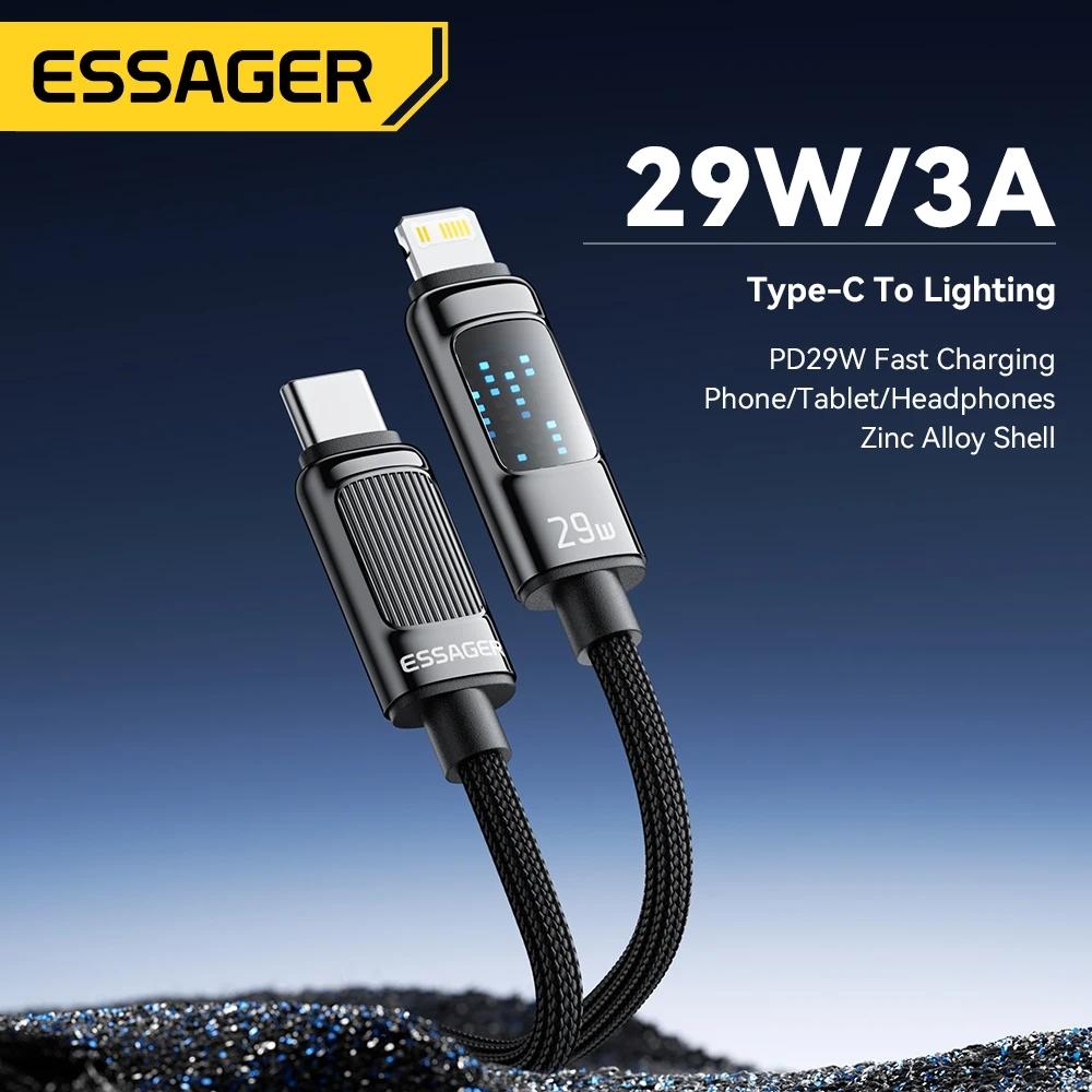 Essager Cabo USB Tipo C PD 29W para iPhone 14 13 12 11 Pro Max Xs 8 7 Carregamento rápido USB C para iPad Air Carregador Cabo de dados