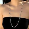 Copper Heart Crystal Necklace Gold Women Long Necklace Creative Retro Clavicle Chain  Women