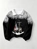 Women's casual sports black and white Christmas snowman full print fashion half-zip sweatshirt
