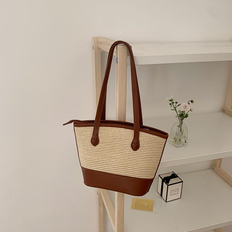 2026 Summer Korean Retro High-End Straw Tote & Underarm Bag for Women