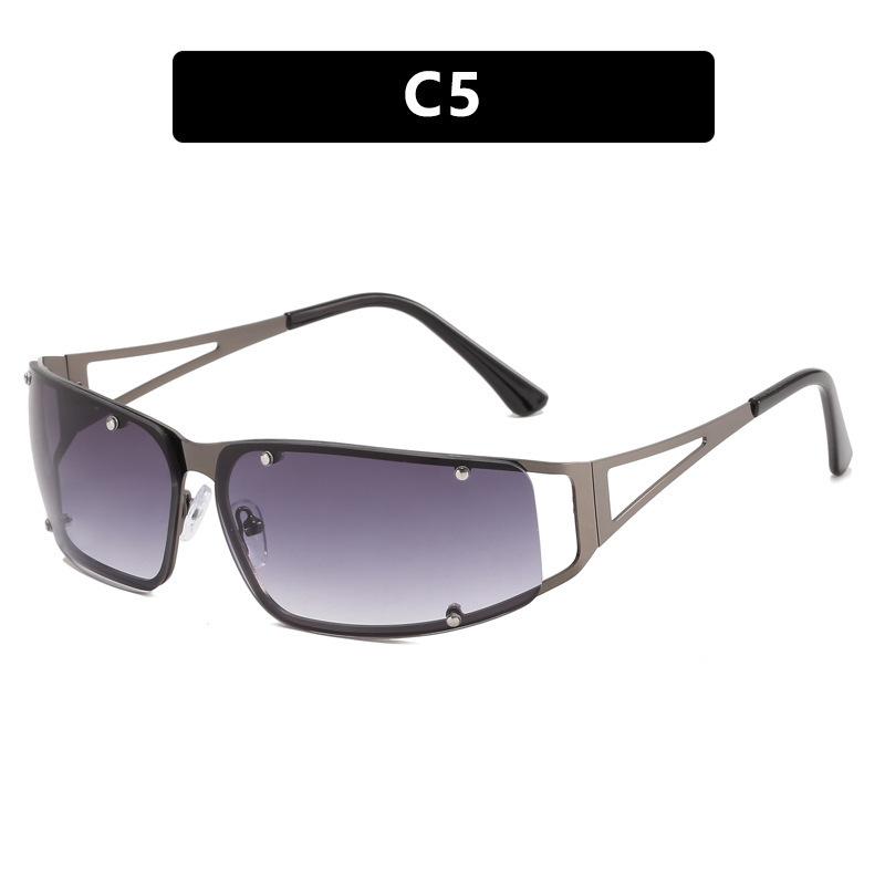

Fashion Future Technology Y2K Large Frame Sunglasses INS Personalized Hollow Rivet Sunglasses Street Photography Versatile Glasses