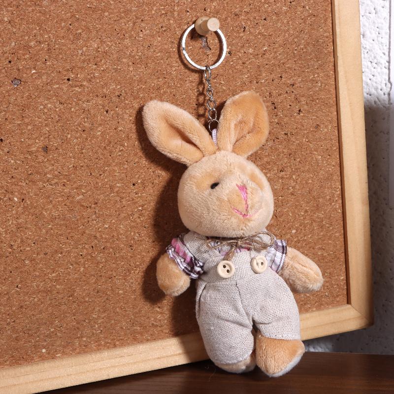 Cartoon Little Bear Plush Doll Keychain Cute Stuffed Rabbit Doll Keyring Couple Bag Pendant Backpack Hanging Decoration Gifts
