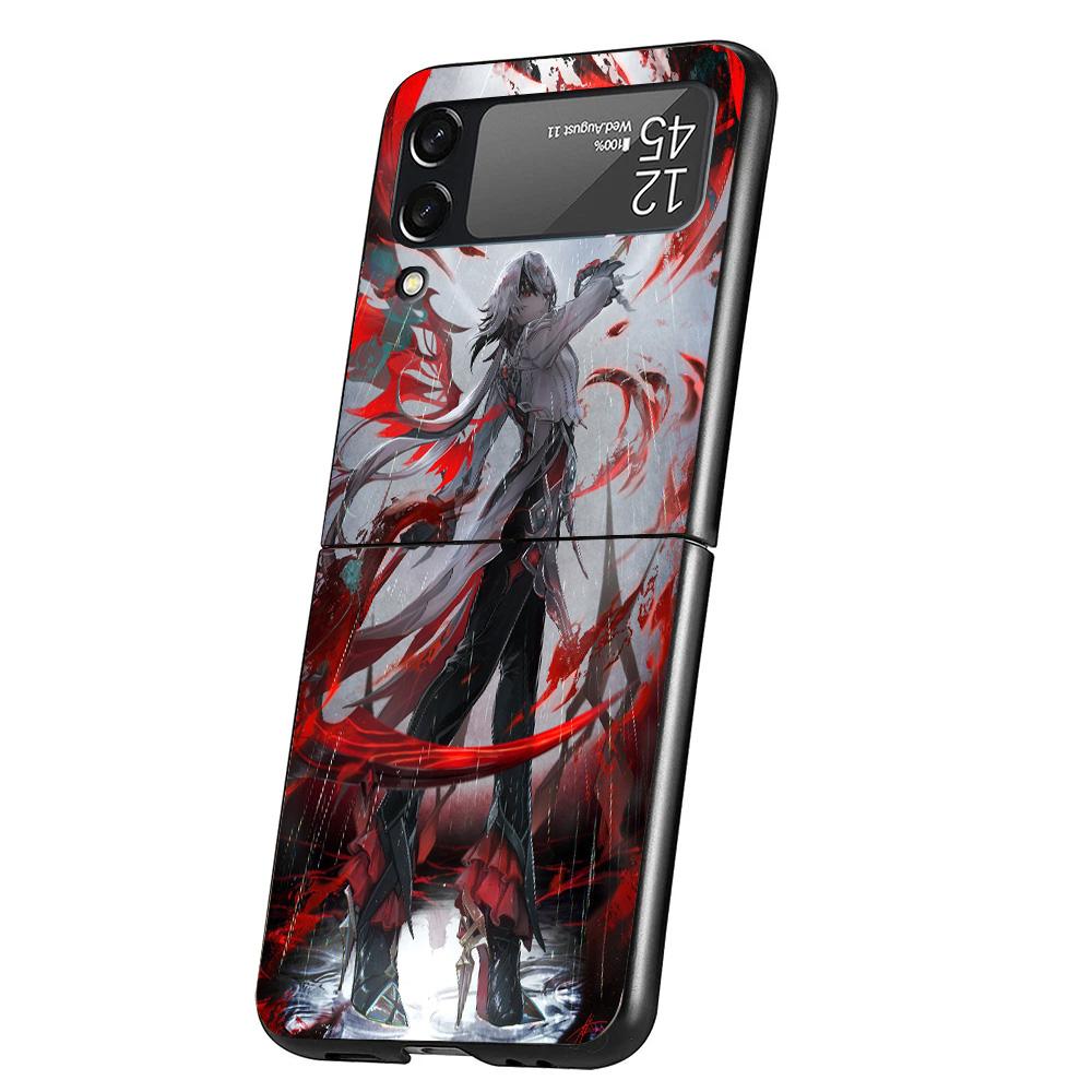 Arlecchino Genshin Impact Cover Phone Case For Samsung Galaxy Z Flip 7 6 5 4 3 5G Flip7 Flip6 Flip5 Flip4 Flip3 Black Fundas She