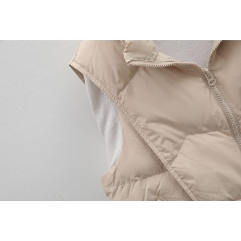 Autumn and Winter Women's 90 Duck Down Waistcoat Solid Colour Simple Wave Pattern Down Jacket Loose Short Waistcoat