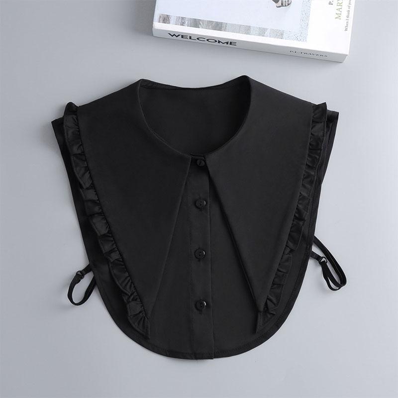 Ruffle Lapel White Fake Collar Women Detachable Collars Scarf False Collar Shirt Tie Plaid Female Removable Dickie Shirt Women