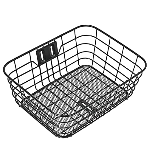 Captain Stag Y-5256 Front Basket, Wire Basket, Front Use, Square, Shallow, Black