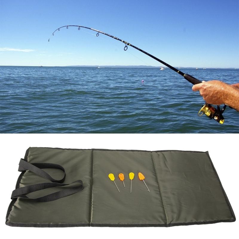Foldable Fishing Unhooking Mat with Baiting Needle Outdoor Fishing Accessories
