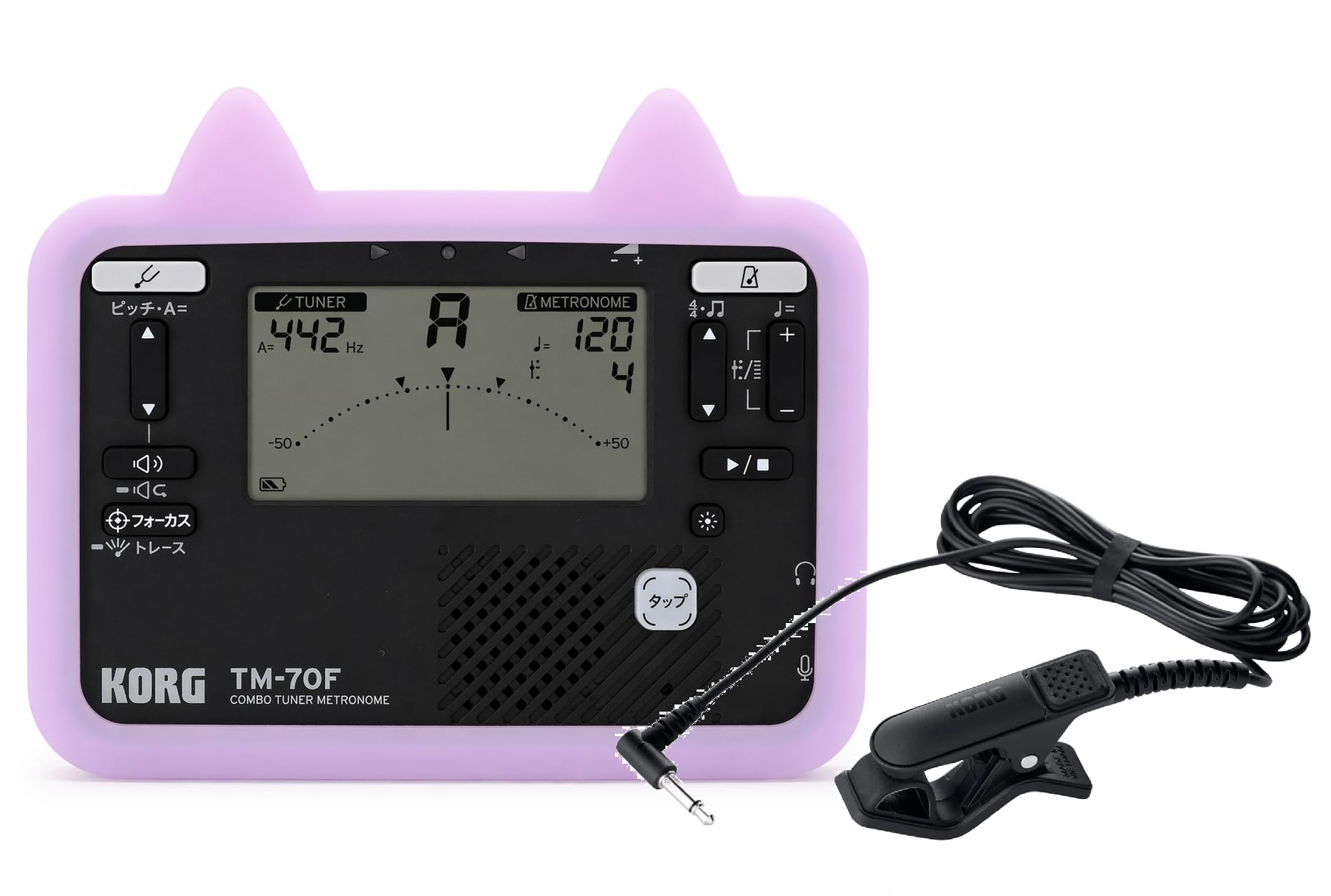 Korg 3-компонентный тюнер и метроном TM-70F BK Микрофон CM-400 BK Набор чехлов Otomato Полупрозрачный лавандовый Nyannyan