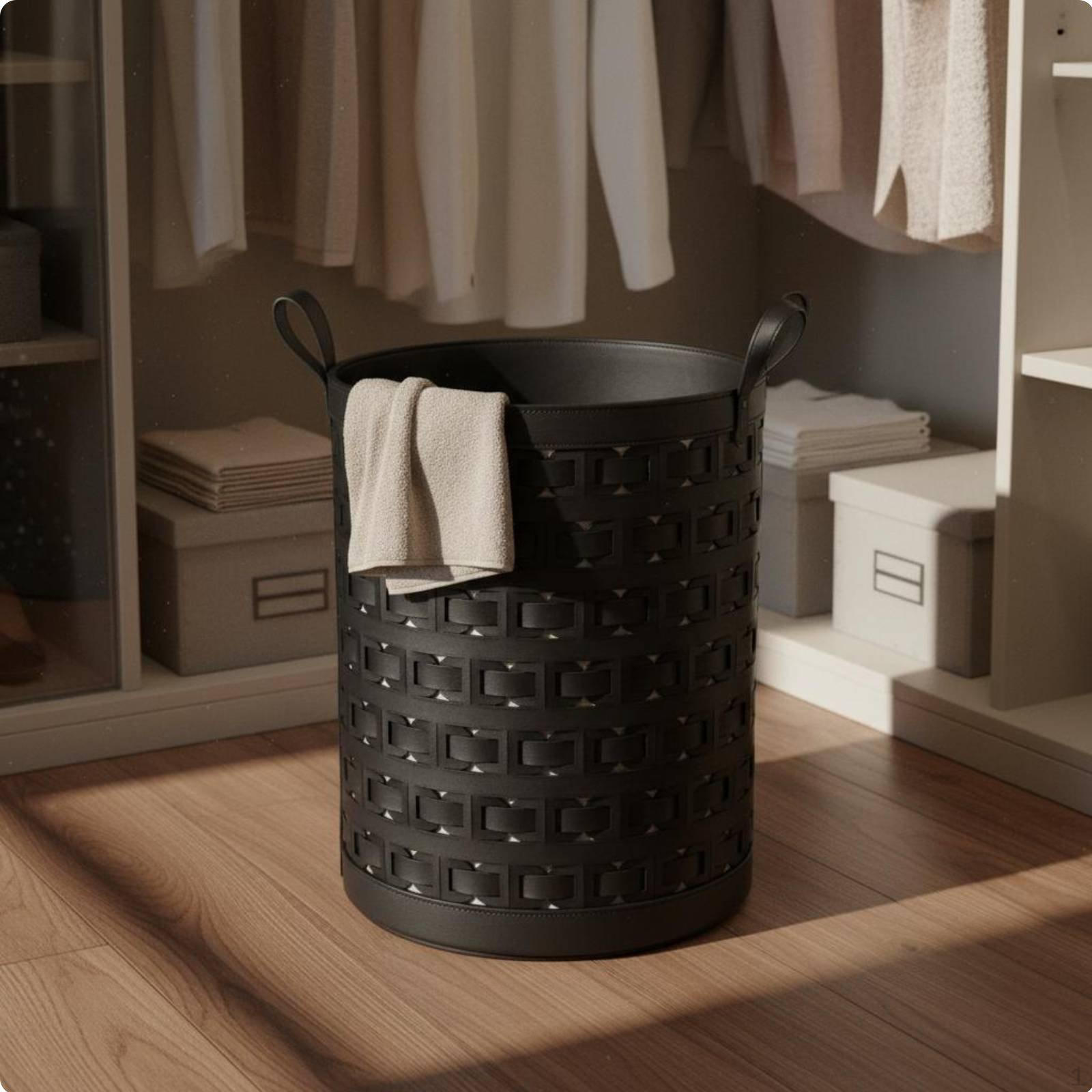 Leather Laundry Basket Light Elegant Design