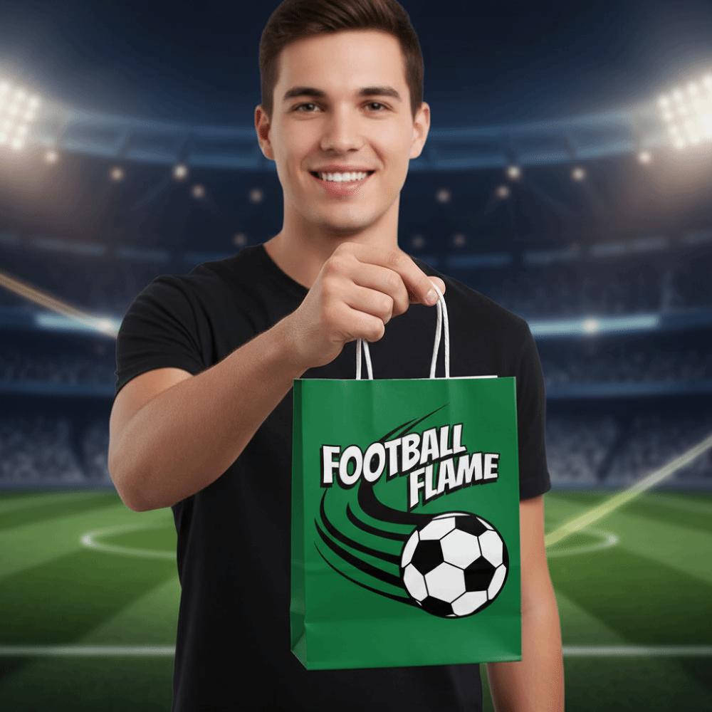 12 PCS Large Capacity Gift Bags for Soccer Events Printed Paper Packs with Handles  Gift