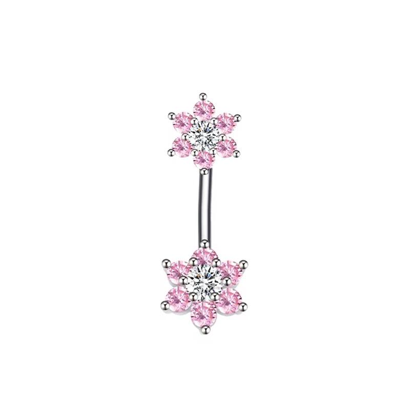 Women Pink Zircon Belly Button Ring Fashion Novelty Navel Jewelry Sweet Jelly Pink