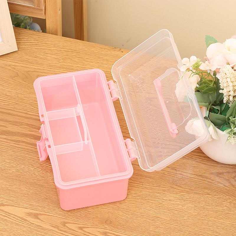 2 Layers Large Capacity Storage Box Foldable Multifunctional Plastic Portable Makeup Hairpin Organizer Nail Art Jewelry Box
