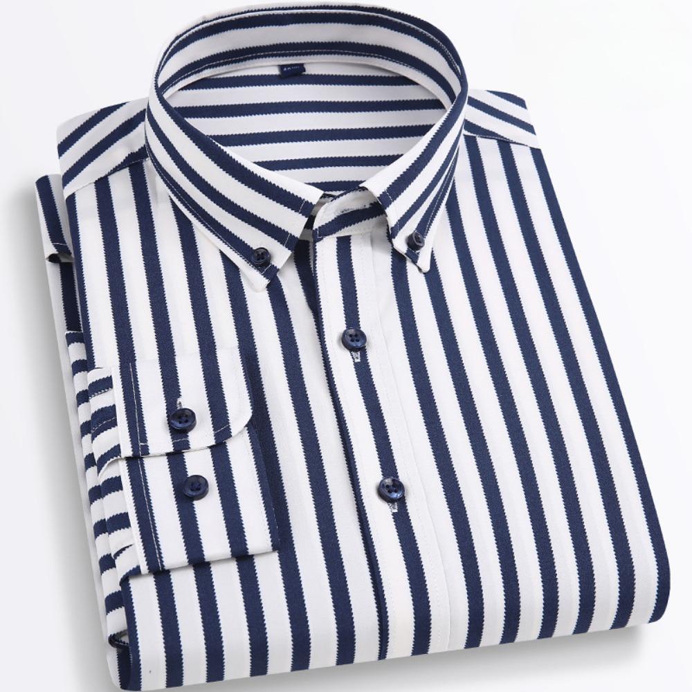 Men's Casual Shirt Fashion Loose Striped Short Sleeve Casual Beach Long Sleeve Shirt