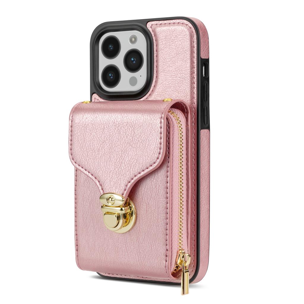 Suitable for Samsung A54 Zipper Crossbody Cable Mobile Case Wallet Bracket Multi Card Full Covered Case A14 A53