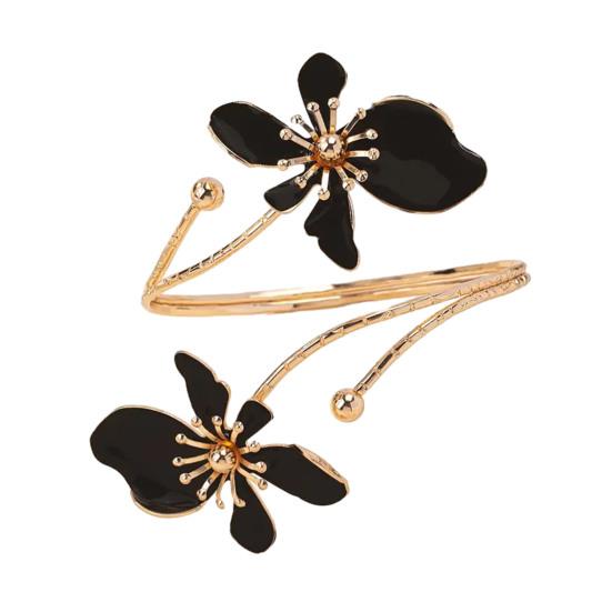 Blumen Armband Armmanschette Damen Oberarmmanschette Verstellbares Offenes Armreif Armband Handgelenk Schmuck für Party Hochzeit Urlaub