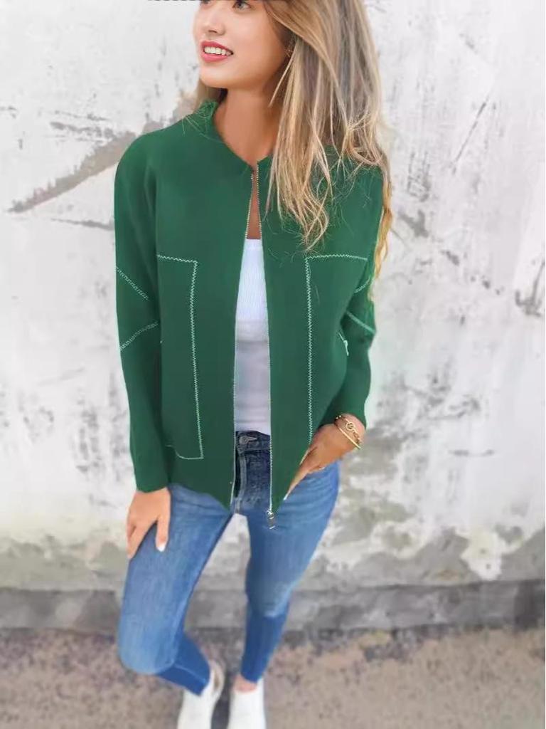 2024 Autumn/Winter Casual Zipper Solid Color Jacket