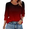 Women's Fashion Casual 3/4 Sleeve Print Shirt Women's Round Neck Tops