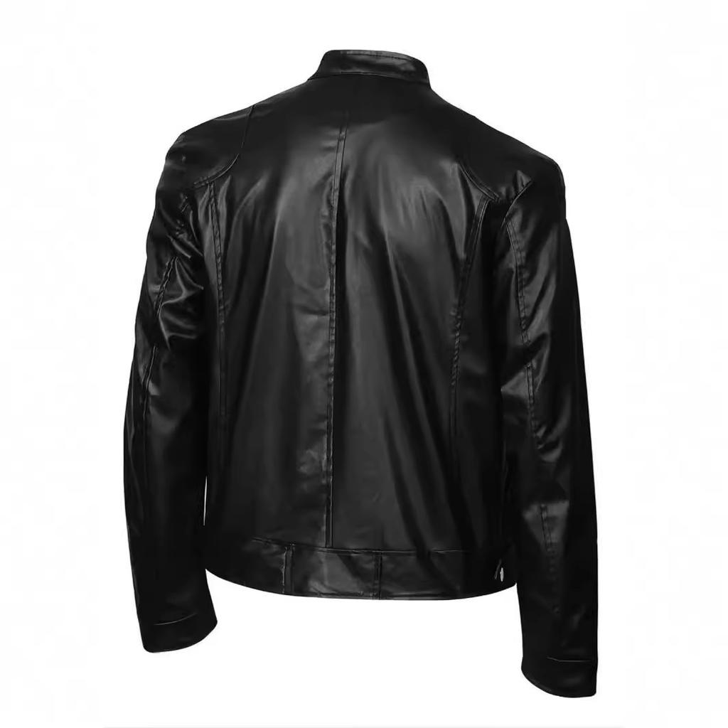 European and American men's high-quality locomotive leather jacket men's stand-up collar punk leather jacket men