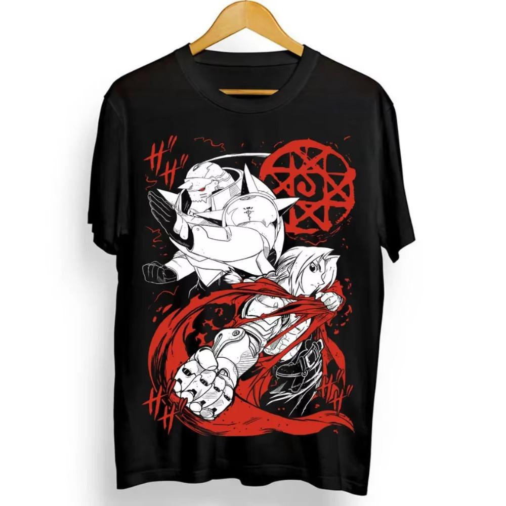 Fullmetal Alchemist T-Shirt Brotherhood Alphonse Elric Black Shirt Tee All Size Graphic T Shirts Y2k Top Men Women Clothing