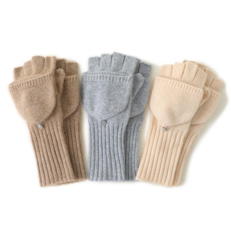 Kaschmir Fäustling Warme Gestrickte Fingerlose Handschuhe Klappfäustlinge Für Männer Frauen Studenten Jungen Mädchen Halbfingerhandschuhe Verdicken Handschuhe