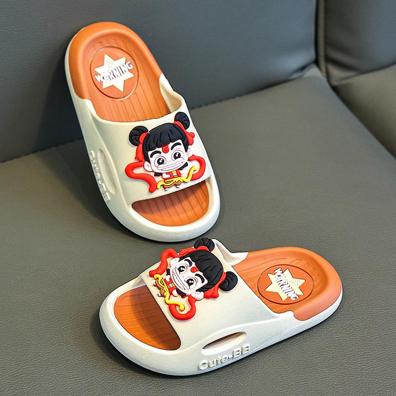 Children's Non-slip Summer Slippers - Boys' & Girls' Nezha and Ao Bing Styles 2025