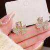 Silver Needle Korean Fashion Personality Earrings Full Diamond Bow Crystal Earrings Temperament Design Earrings