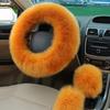 New Car Fluffy Plush Steering Wheel Cover Fashion Winter Warm Fleece Non-slip Handle Gloves Ladies Car Decoration Accessories