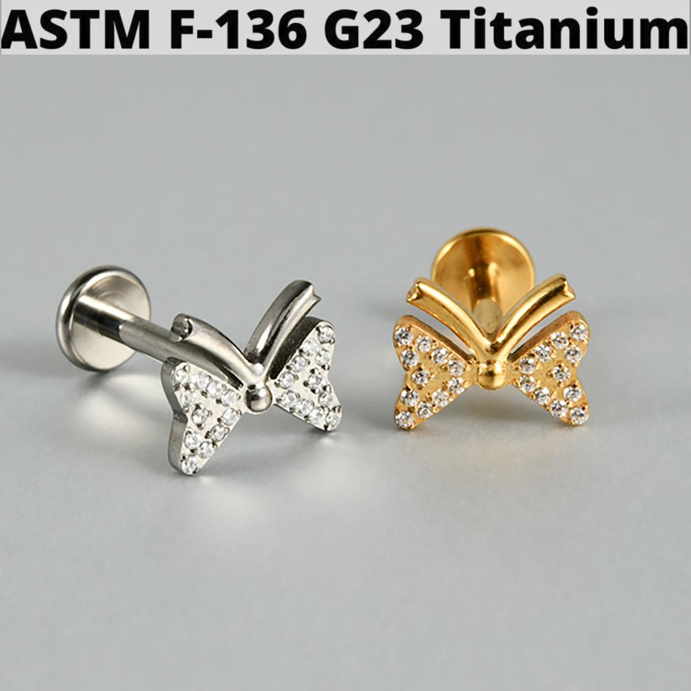 1PC G23 Titanium Butterfly Internal Thread Labret Lip Rings Cross Snake Ear Cartilage Tragus Helix Earring Lobe Piercing Jewelry