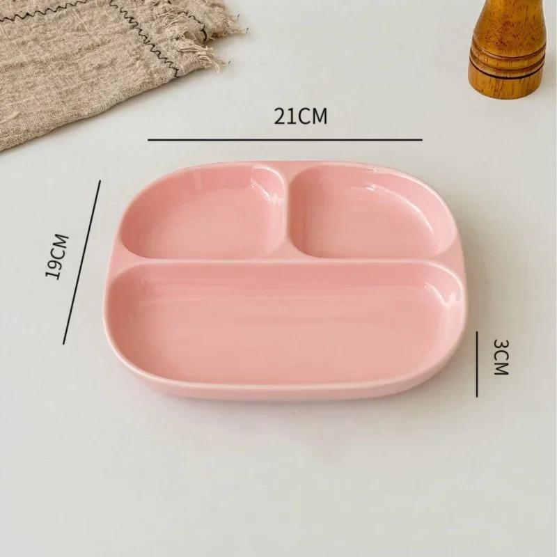 

Керамическая тарелка, трехсекционные обеденные тарелки, раздельные десертные тарелки, сервировочные тарелки, многоразовая домашняя столовая посуда, кухонные принадлежности 6 Inches розовый