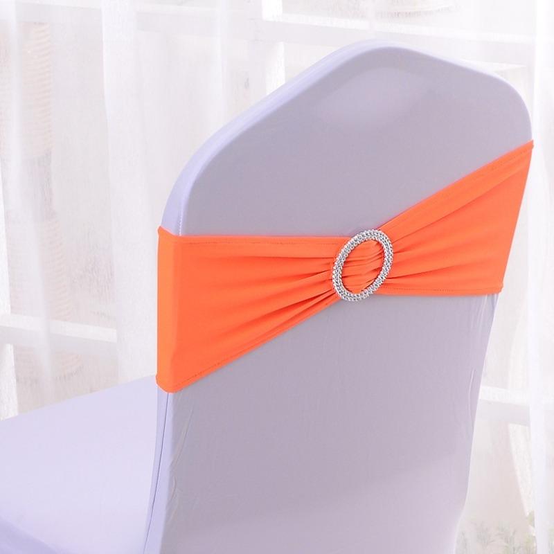 Wedding Decoration Birthday Party Chair Cover Elastic Hoop Bow Tie Elastic Fabric with Circular Buckle Suitable for All Banquet Chairs in The Hotel