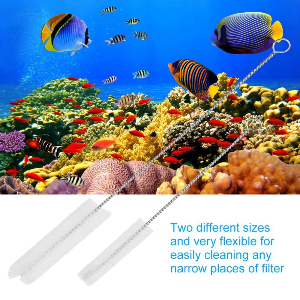 2Pcs Set Filter Brush Cleaning Brush Stainless Steel Fish Tank Brush Tube Brush  Fish Tank